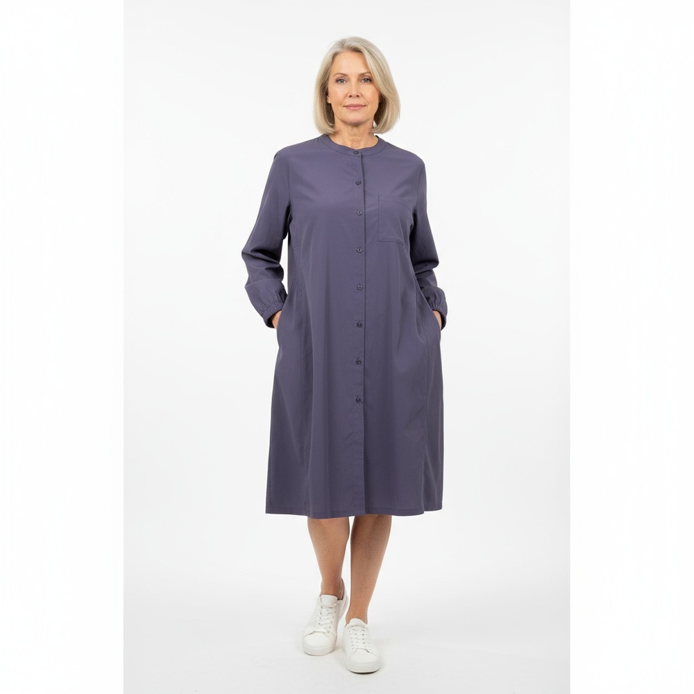 ATHLETA Womens Size L Dark Dusty Purple Shirt Dress with Pockets